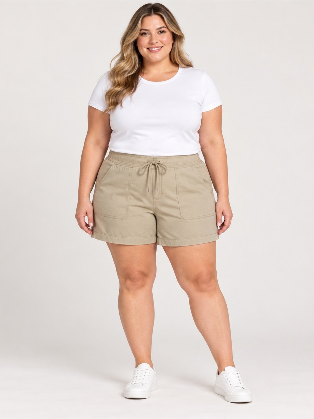 YMI Easy Street Khaki Pull-On Drawstring Shorts Size 2X NWT